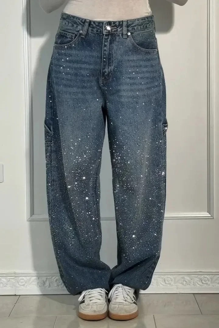 VIOLETTE™|Broek met hoge taille, wijde pijpen en knoopzakken