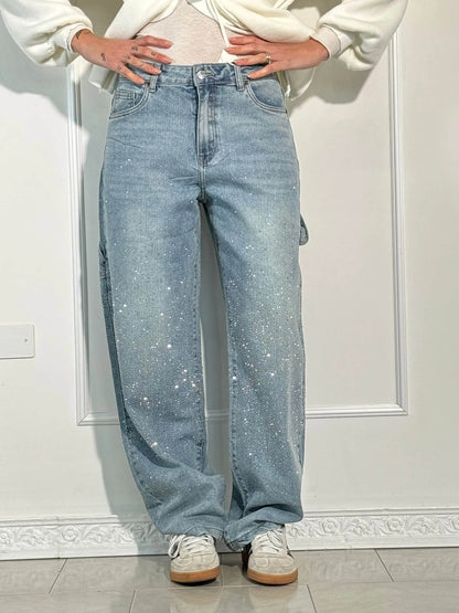 VIOLETTE™|Broek met hoge taille, wijde pijpen en knoopzakken