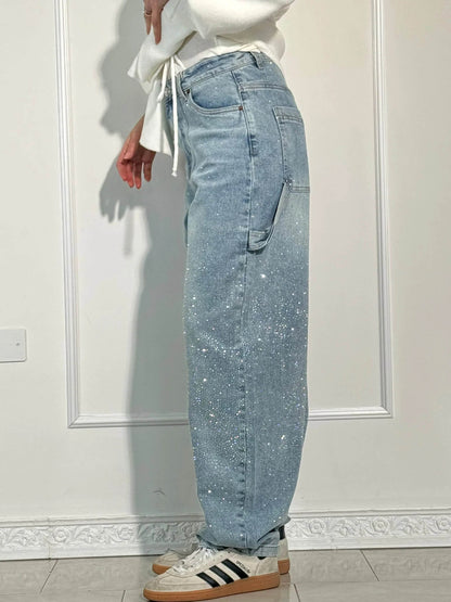 VIOLETTE™|Broek met hoge taille, wijde pijpen en knoopzakken