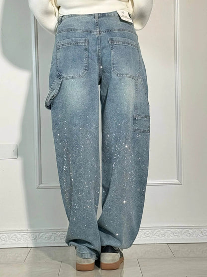 VIOLETTE™|Broek met hoge taille, wijde pijpen en knoopzakken