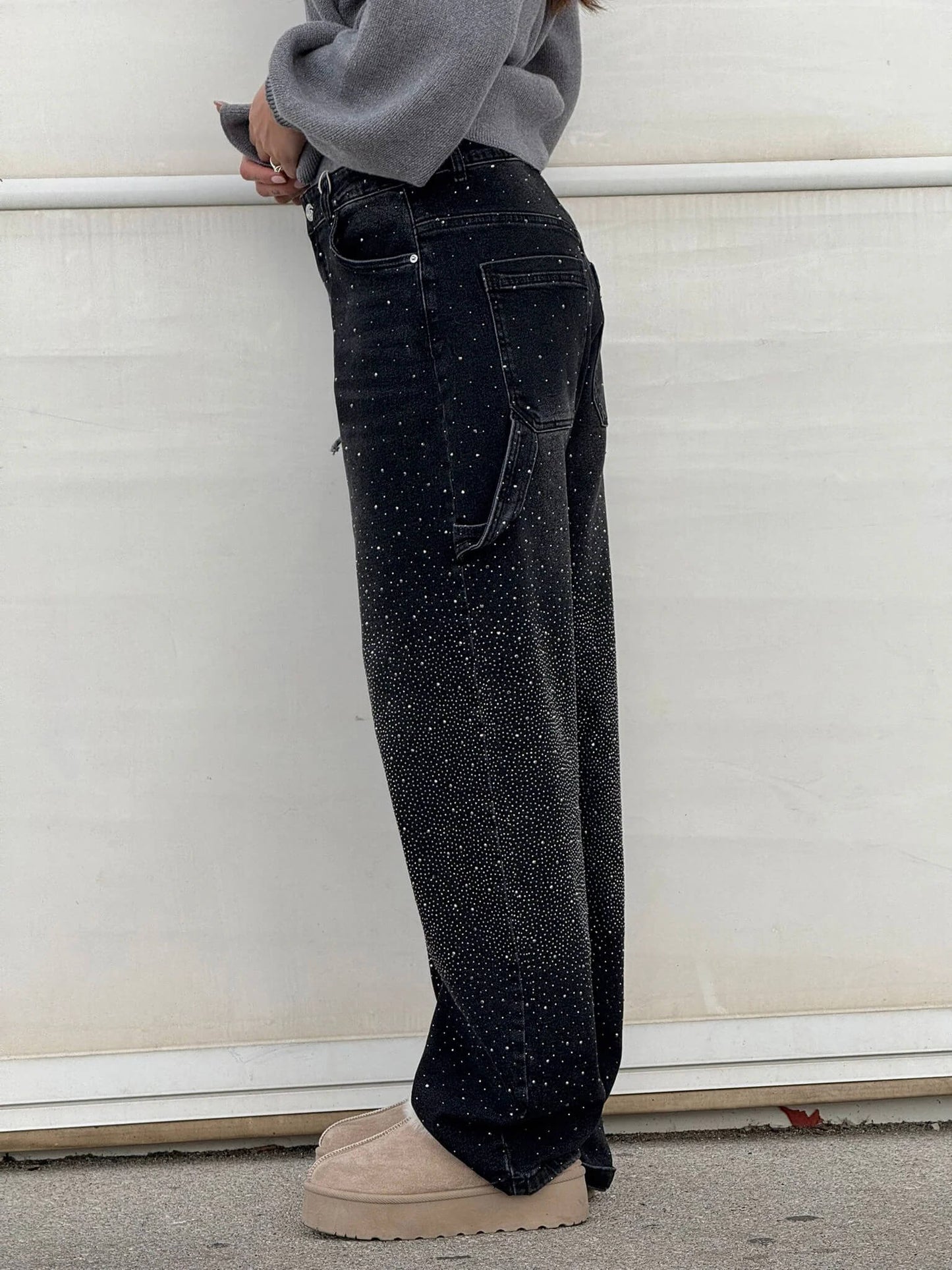 VIOLETTE™|Broek met hoge taille, wijde pijpen en knoopzakken