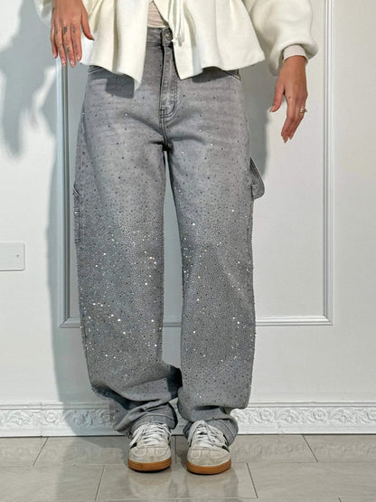 VIOLETTE™|Broek met hoge taille, wijde pijpen en knoopzakken