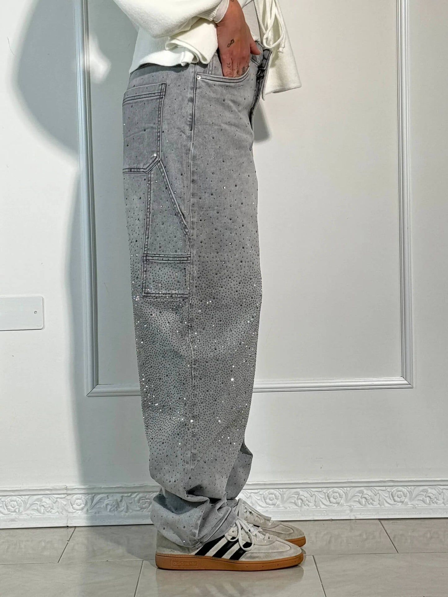 VIOLETTE™|Broek met hoge taille, wijde pijpen en knoopzakken