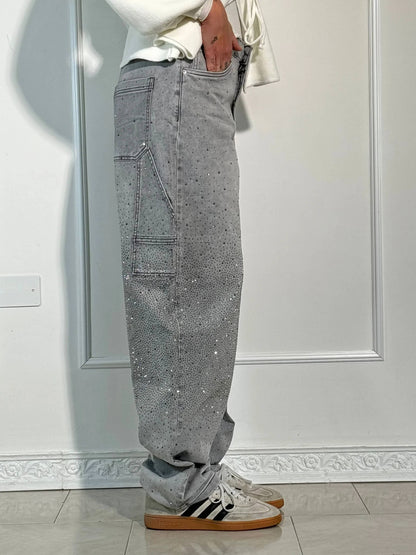 VIOLETTE™|Broek met hoge taille, wijde pijpen en knoopzakken