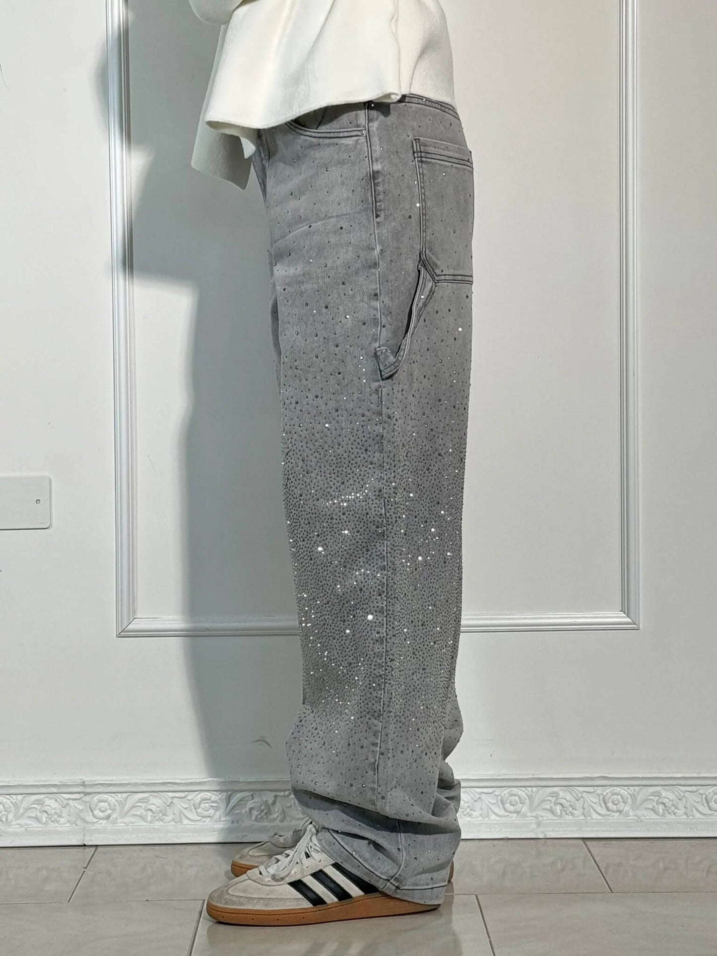 VIOLETTE™|Broek met hoge taille, wijde pijpen en knoopzakken